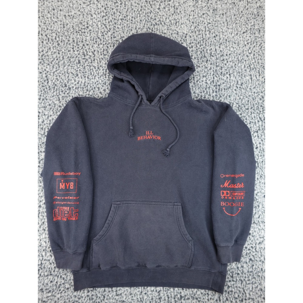 Boogie Ill Behavior Hoodie Mens‎ Large Black Red Graphic Streetwear Rudeboy L